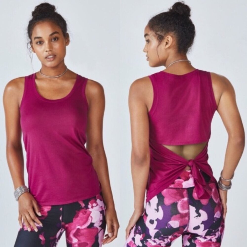 DARK PINK TIE BACK FABLETICS TANK